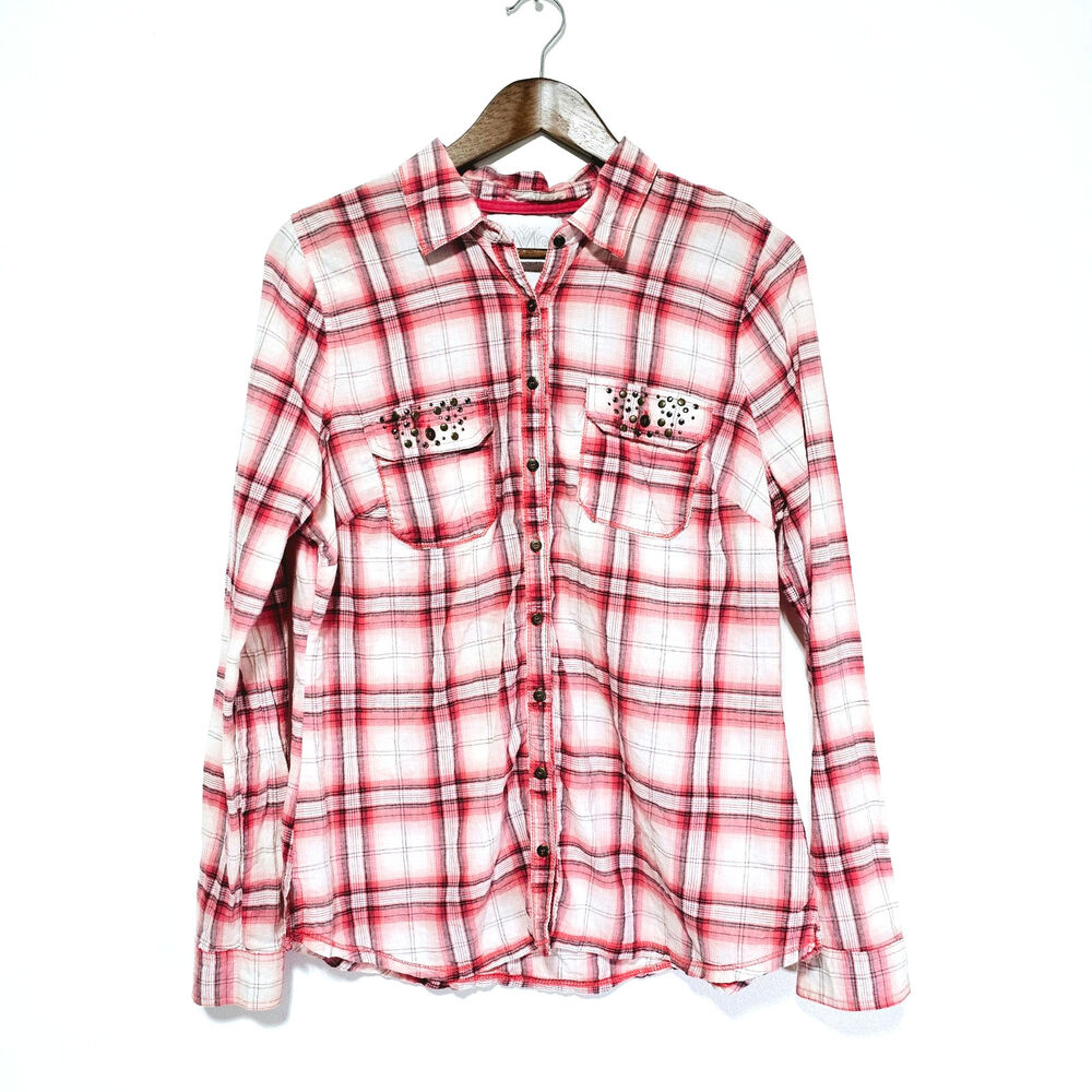 Maurices Premium Button-Up Shirt Long Sleeve Embellishments Cotton Women's Sz 0